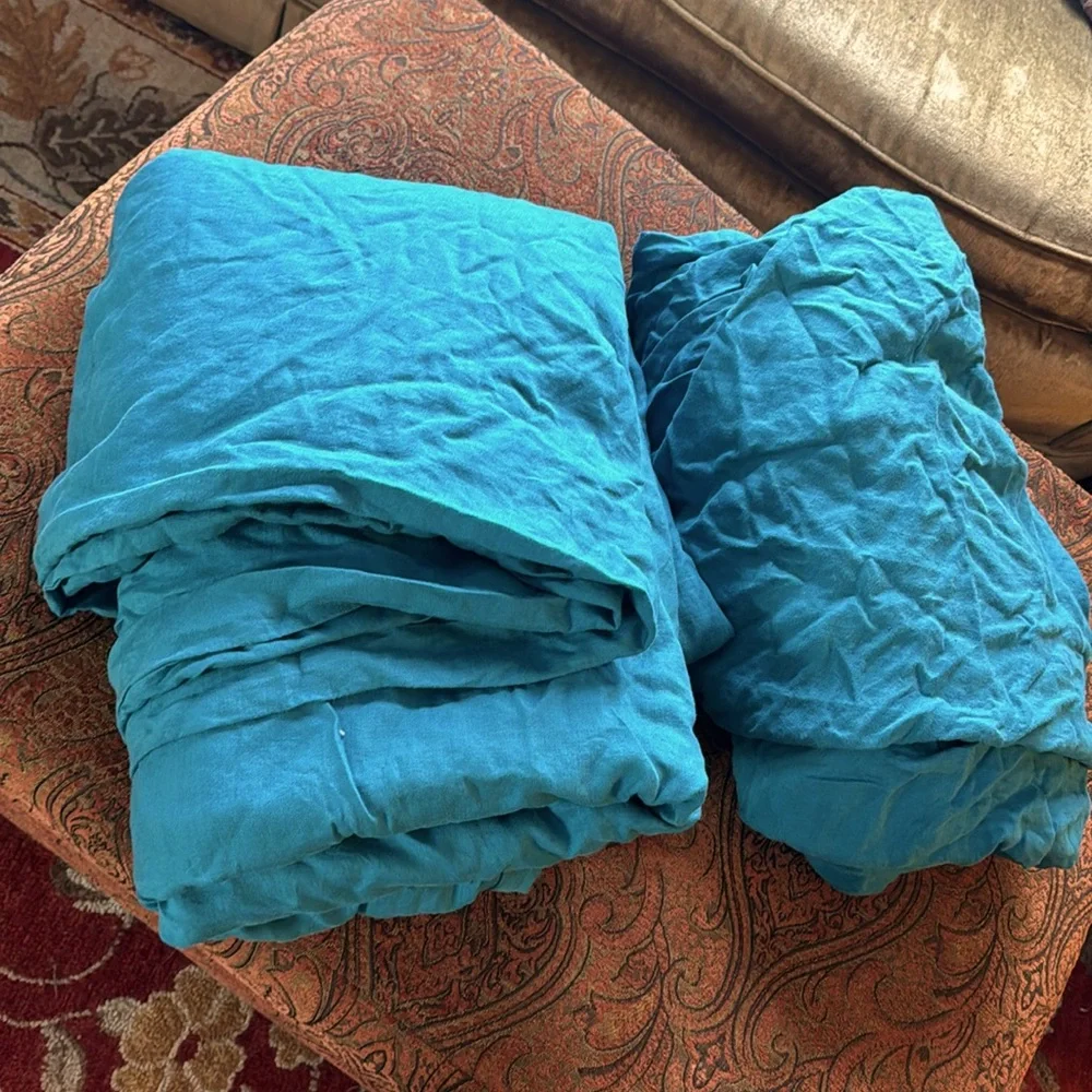 West Elm NEW sham Euro Linen new turquoise teal ocean blue king queen